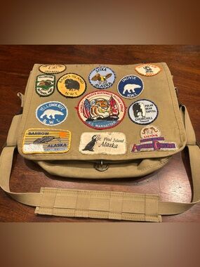 Vintage 80s Banana Republic Israeli Paratrooper Satchel Bag Military Tan Canvas